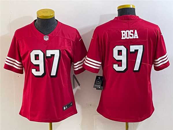 Womens San Francisco 49ers #97 Nick Bosa New Red Stitched Jersey(Run Small)